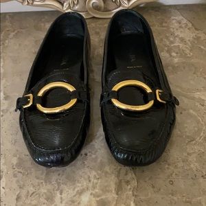 Prada 9.5 Driving Shoes Loafers Black Patent